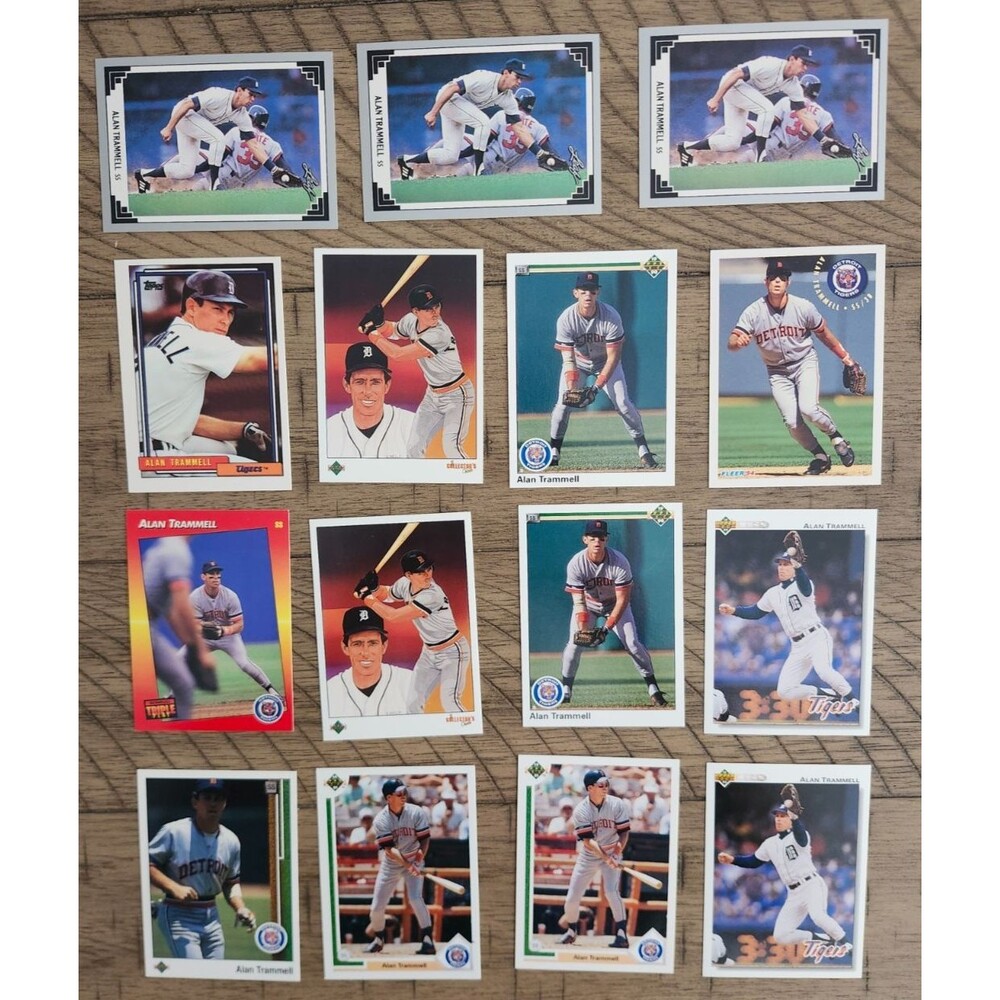 Lot of 15 Alan Trammel Baseball Cards Detroit Tigers Upper Deck Leaf Topps Fleer